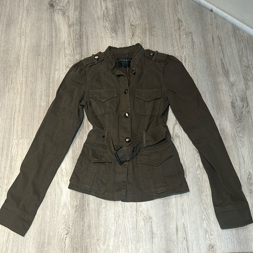 Anthropologie Sanctuary Clothing Army Green Belted Military Jacket Size XS